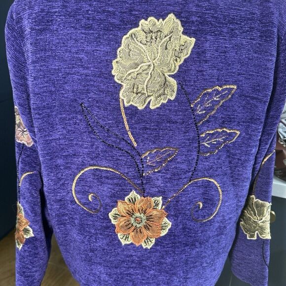 Indigo Moon SZ S Embroidered Chenille Jacket Artsy Beaded Art to Wear Whimsigoth - Picture 8 of 12